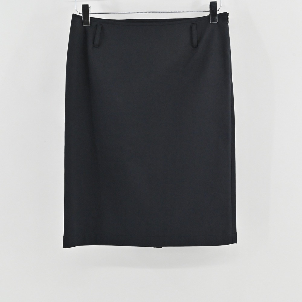 Prada Black Straight Pencil Skirt‎ Size 38 Wool Italy Quiet Luxury Office Career